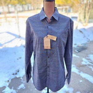 NWT Across The Pond Men's Shirt Button-Up Shirt Dark Grey Size L
